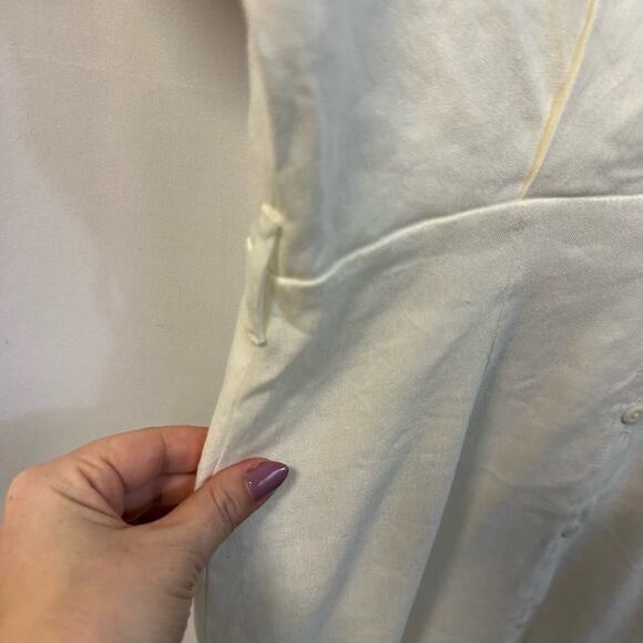 Gianni Bini White Linen Blend V-Neck Midi Dress Cap Sleeve Summer Small - Picture 3 of 7